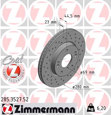 Disc frana ZIMMERMANN 285.3527.52