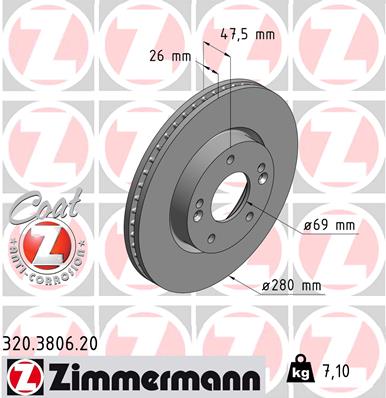 Disc frana ZIMMERMANN 320.3806.20