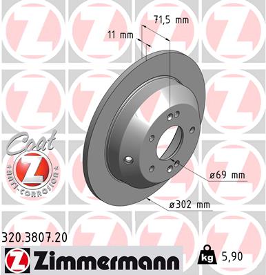 Disc frana ZIMMERMANN 320.3807.20