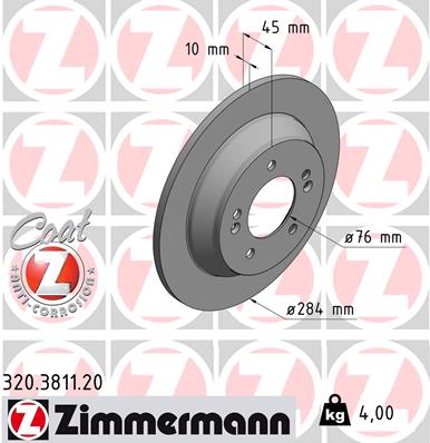 Disc frana ZIMMERMANN 320.3811.20