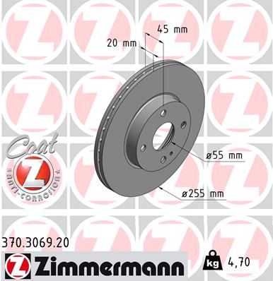 Disc frana ZIMMERMANN 370.3069.20