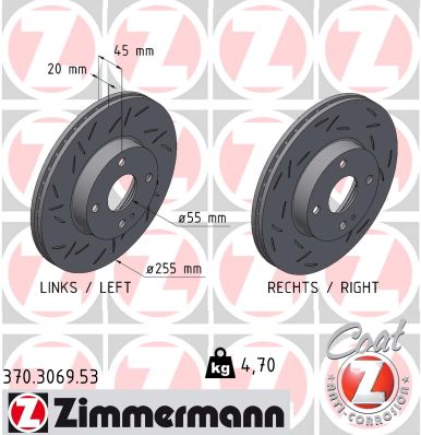 Disc frana ZIMMERMANN 370.3069.53