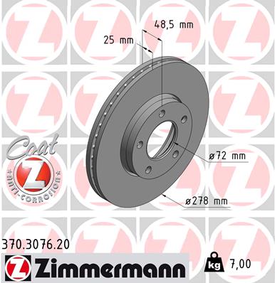 Disc frana ZIMMERMANN 370.3076.20