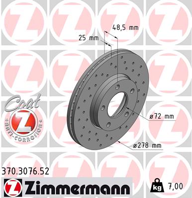 Disc frana ZIMMERMANN 370.3076.52