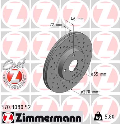 Disc frana ZIMMERMANN 370.3080.52