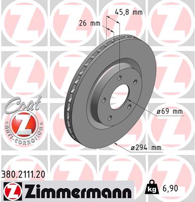 Disc frana ZIMMERMANN 380.2111.20