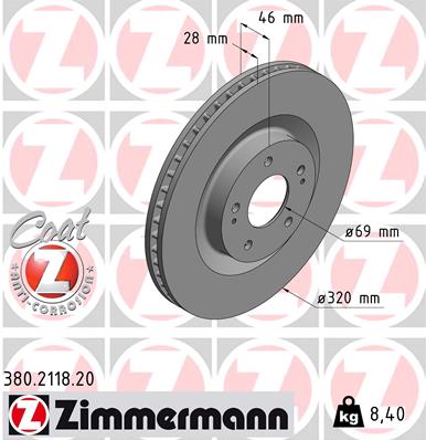 Disc frana ZIMMERMANN 380.2118.20