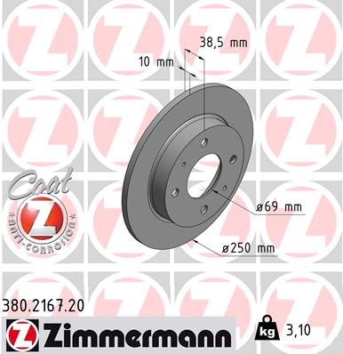 Disc frana ZIMMERMANN 380.2167.20