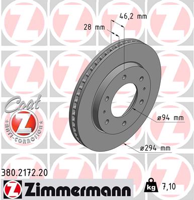 Disc frana ZIMMERMANN 380.2172.20
