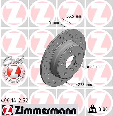 Disc frana ZIMMERMANN 400.1412.52