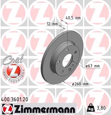 Disc frana ZIMMERMANN 400.3601.20