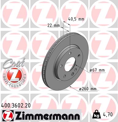 Disc frana ZIMMERMANN 400.3602.20
