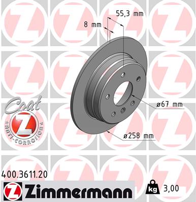 Disc frana ZIMMERMANN 400.3611.20