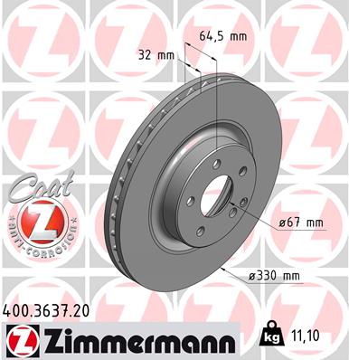 Disc frana ZIMMERMANN 400.3637.20