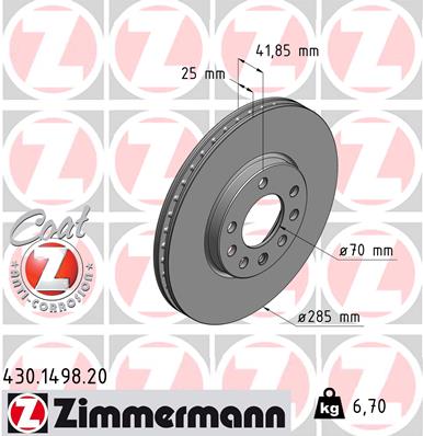 Disc frana ZIMMERMANN 430.1498.20