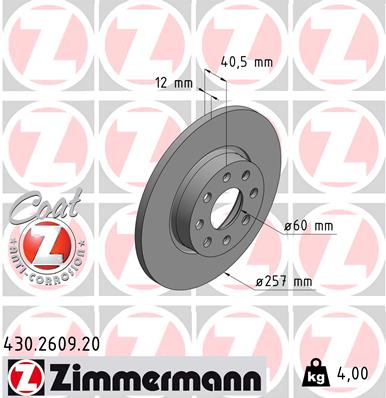 Disc frana ZIMMERMANN 430.2609.20