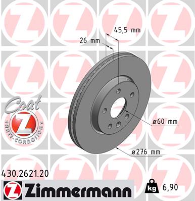 Disc frana ZIMMERMANN 430.2621.20