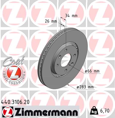 Disc frana ZIMMERMANN 440.3106.20