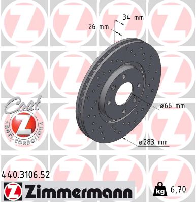 Disc frana ZIMMERMANN 440.3106.52
