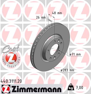 Disc frana ZIMMERMANN 440.3111.20