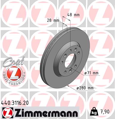 Disc frana ZIMMERMANN 440.3116.20