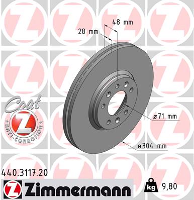 Disc frana ZIMMERMANN 440.3117.20