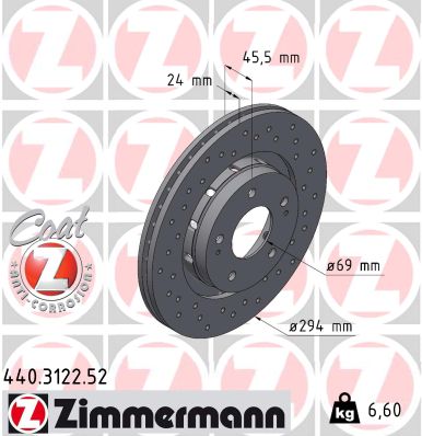 Disc frana ZIMMERMANN 440.3122.52