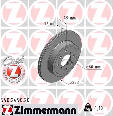 Disc frana ZIMMERMANN 540.2490.20