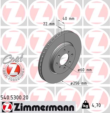 Disc frana ZIMMERMANN 540.5300.20