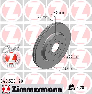 Disc frana ZIMMERMANN 540.5301.20