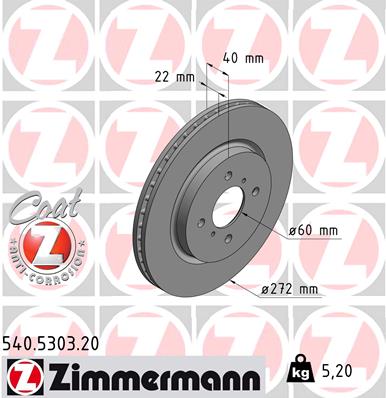 Disc frana ZIMMERMANN 540.5303.20