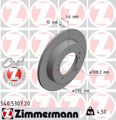 Disc frana ZIMMERMANN 540.5307.20