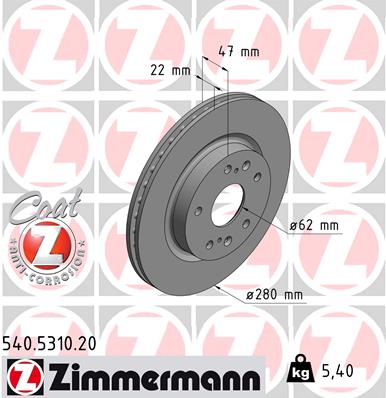 Disc frana ZIMMERMANN 540.5310.20