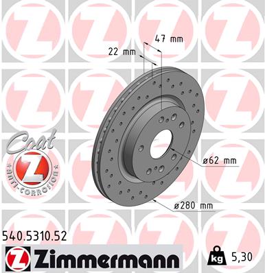Disc frana ZIMMERMANN 540.5310.52