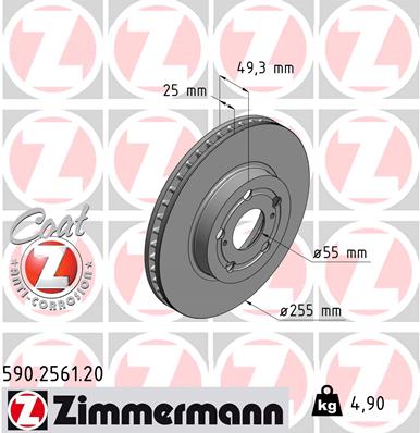 Disc frana ZIMMERMANN 590.2561.20