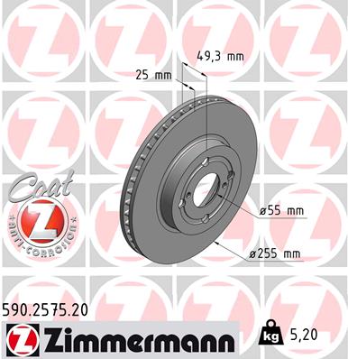 Disc frana ZIMMERMANN 590.2575.20