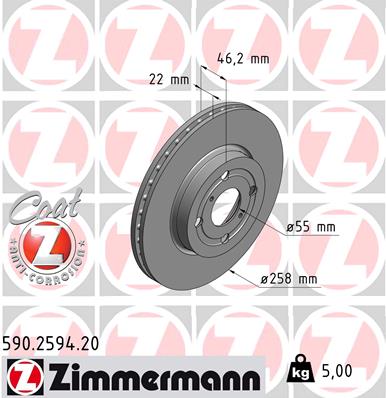 Disc frana ZIMMERMANN 590.2594.20