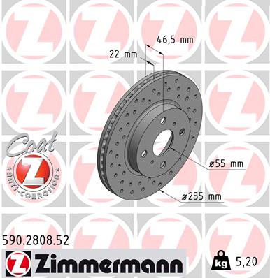 Disc frana ZIMMERMANN 590.2808.52