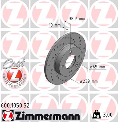 Disc frana ZIMMERMANN 600.1050.52