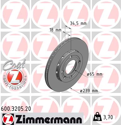 Disc frana ZIMMERMANN 600.3205.20