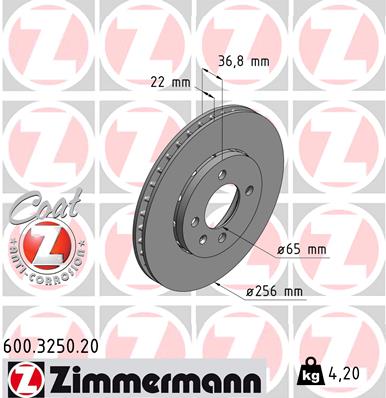 Disc frana ZIMMERMANN 600.3250.20