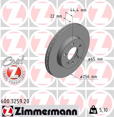 Disc frana ZIMMERMANN 600.3259.20