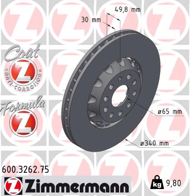 Disc frana ZIMMERMANN 600.3262.75