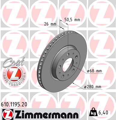 Disc frana ZIMMERMANN 610.1195.20