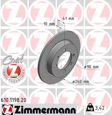 Disc frana ZIMMERMANN 610.1198.20