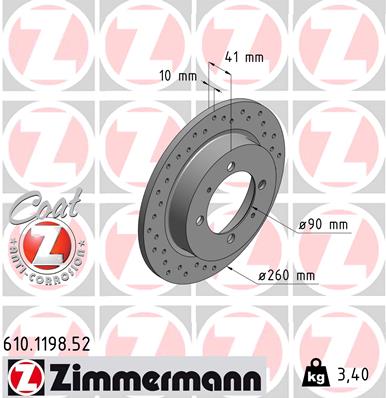 Disc frana ZIMMERMANN 610.1198.52