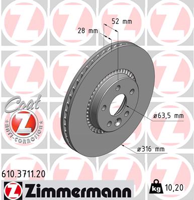 Disc frana ZIMMERMANN 610.3711.20