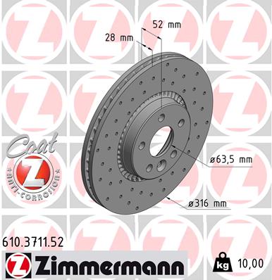 Disc frana ZIMMERMANN 610.3711.52