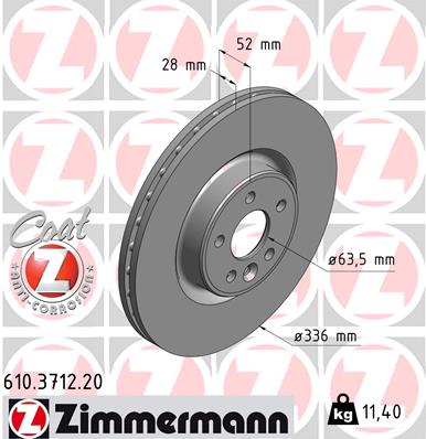 Disc frana ZIMMERMANN 610.3712.20