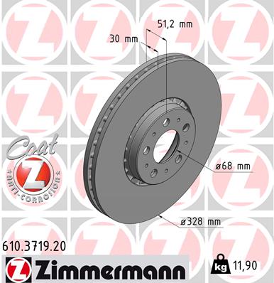 Disc frana ZIMMERMANN 610.3719.20